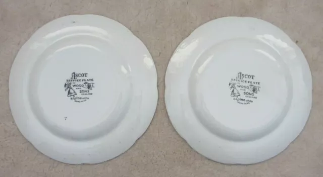 Two Ascot Service Plates - Woods and Sons - Alpine White - Hunting with Horses 2