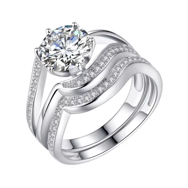 925 Sterling Silver CZ 2.45 CTW Women's Bridal Sets Cubic Zirconia Wedding Ring
