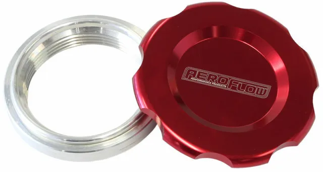 Aeroflow Low Profile Billet Aluminium Filler Cap + Bung 2-1/2" Red
