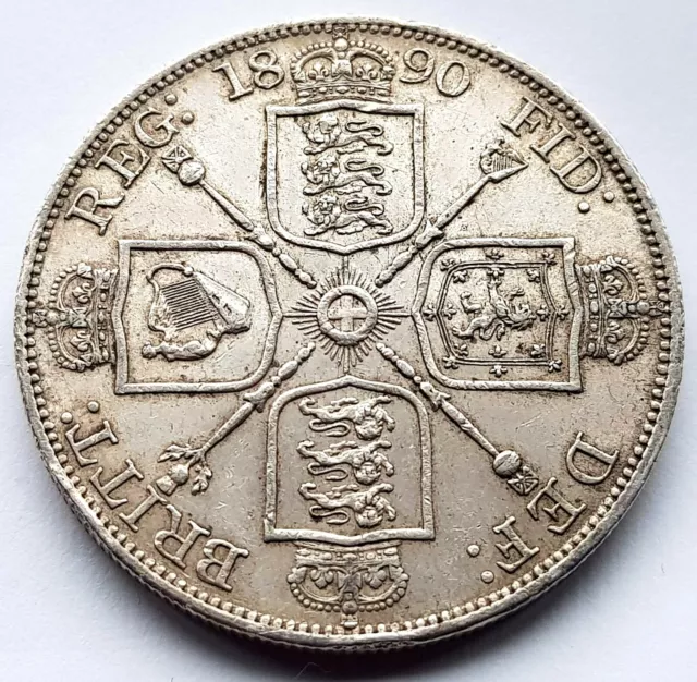 1890 pièce double florin argent tête jubilé de la reine Victoria 0,925 UA