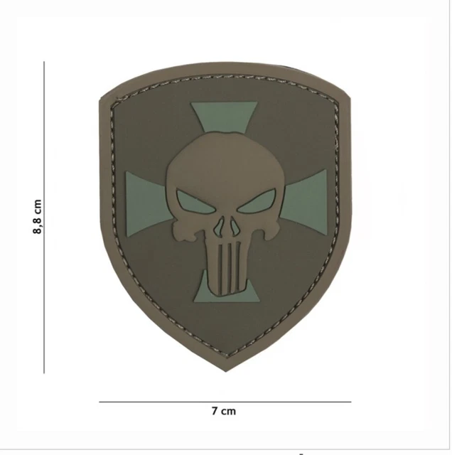 US ARMY AUFNÄHER Tactical Morale Patch Shield Punisher Cross Brown mit