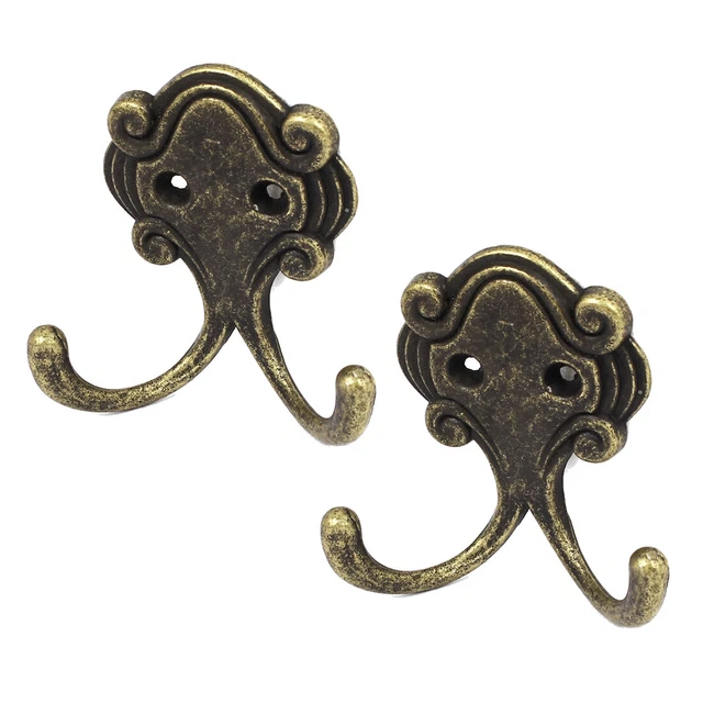 Robe Clothes Hat Door Flower Shape Base Wall Double Prong Hanger Hooks 2pcs