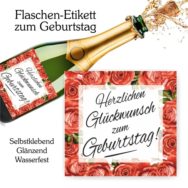 AUFKLEBER HERZLICHEN Glückwunsch zum Geburtstag Rote