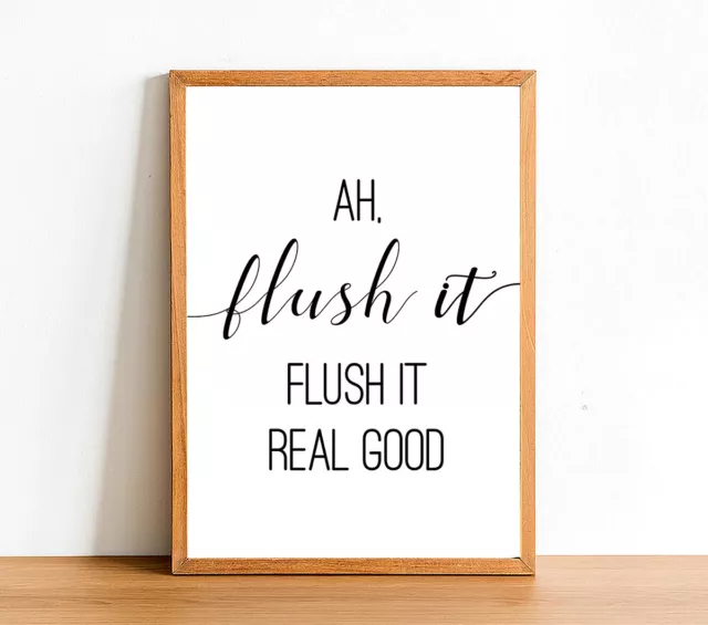 AH FLUSH IT Bathroom Posters - Toilet Funny Prints - Wall Art Gift Decor A4 A3