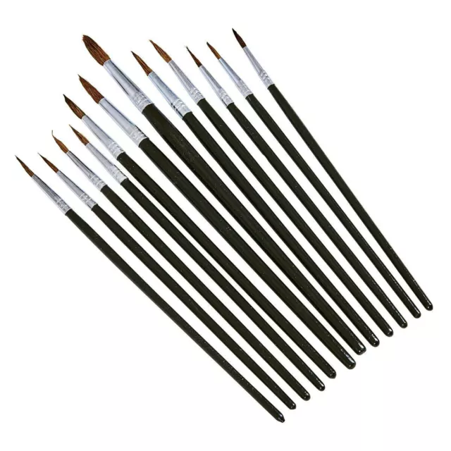 New 12 Pc Artists Paint Brush Set Fine Hobbies Crafts Model Making Brushes Art