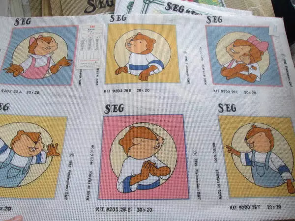 SEG Chipmunks Needlepoint Canvas- 6 Designs of 5.5x5.5 Inches (14x14 cm)