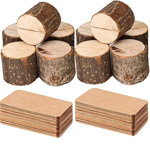 Wood Place Card Holders, 10Pcs Premium Rustic Table Number Holders and...