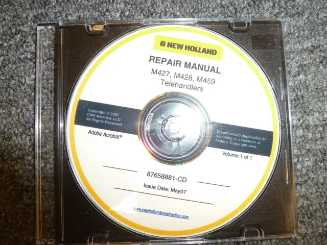 New Holland Models M427 M428 & M459 Telehandlers Shop Service Repair Manual CD