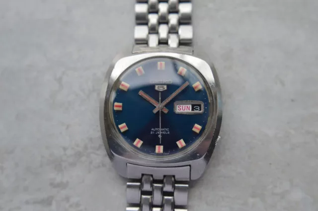January 1974 Rare Vintage Seiko 6119 7103 Blue Automatic Bracelet Watch 3