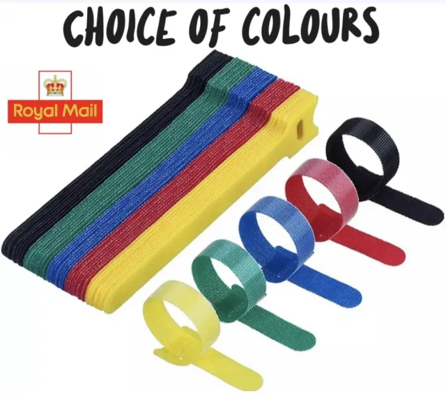 Hook and Loop Cable Ties - Colours - Tidy Strap Releasable Adjustable Reusable