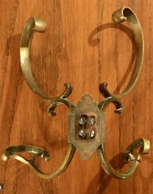 Large Vintage Brass Bronze Double Hat And Coat Hook 2