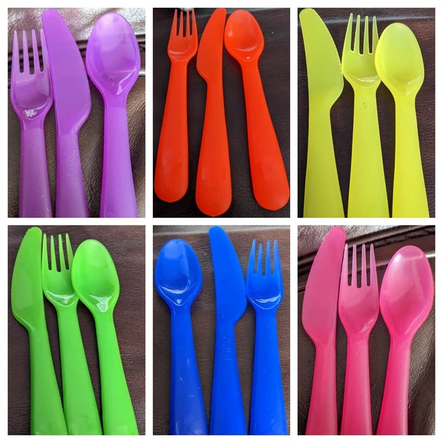 18PC IKEA CUTLERY Set Children Kids Bright colour, Spoon Fork Knife Plastic Set £4.99 PicClick UK