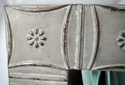 Tin Wall Mirror 16.5 x 23 Silver Gray Salvage Ceiling Tiles Shabby Embossed OOAK 2
