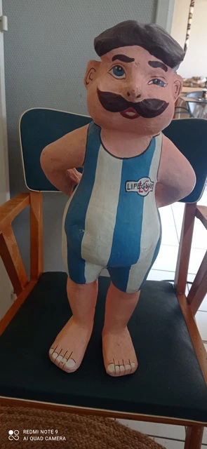 Grand canard rigolo en maillot vintage fait main en teck et bambou