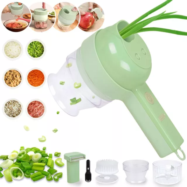 4In1 Multifunctional Electric Vegetable Cutter Slicer Garlic Mud Masher Chopper