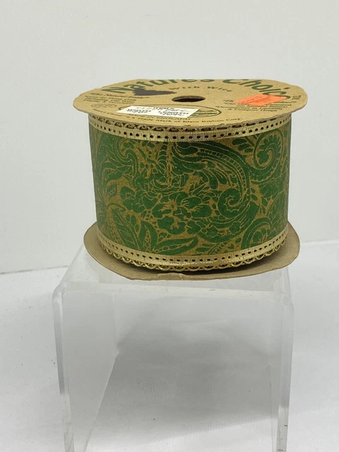 Cinta con cable oro verde 2,5"" X 10 yardas a elección de la naturaleza Inglaterra artesanía reciclada