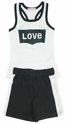 Girls Kids Summer Holiday Shorts & Vest Top 2 Piece Set Outfit Ages 4-14 Years
