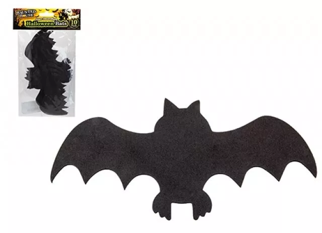 Pack of 10 FOAM BATS Halloween Decorations Home Decor Prop Window Party Decal