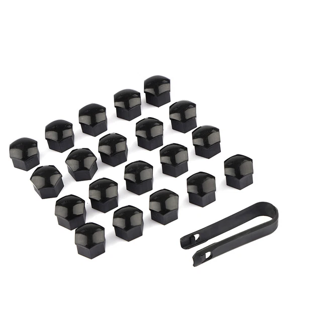 EBTOOLS Cache-Écrous De Roue 17mm Noirs 20 Pièces - 16 Standards + 4 Antivol Pour Alfa Mito Et Voitures