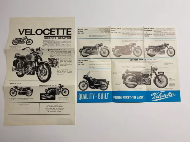 Velocette Motorcycle Sales Advertising Brochures 1960's New Old Stock