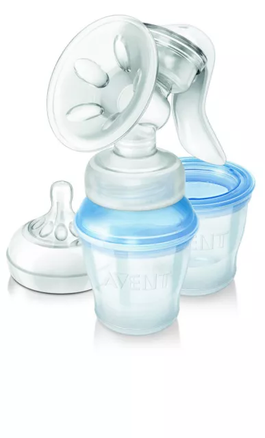 Philips Avent Natural Manual Breast Pump with Milk Storage Cups SCF330/12