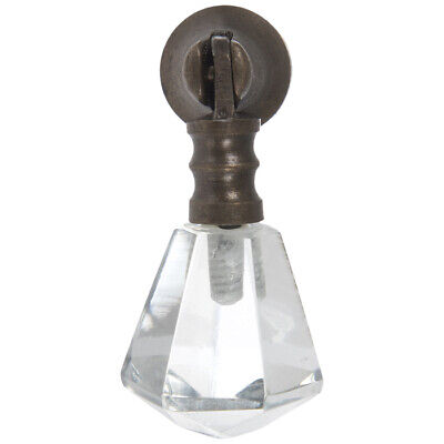 1 Victorian Vintage-Brass Metal Crystal Clear Glass Teardrop Knob Handle pull