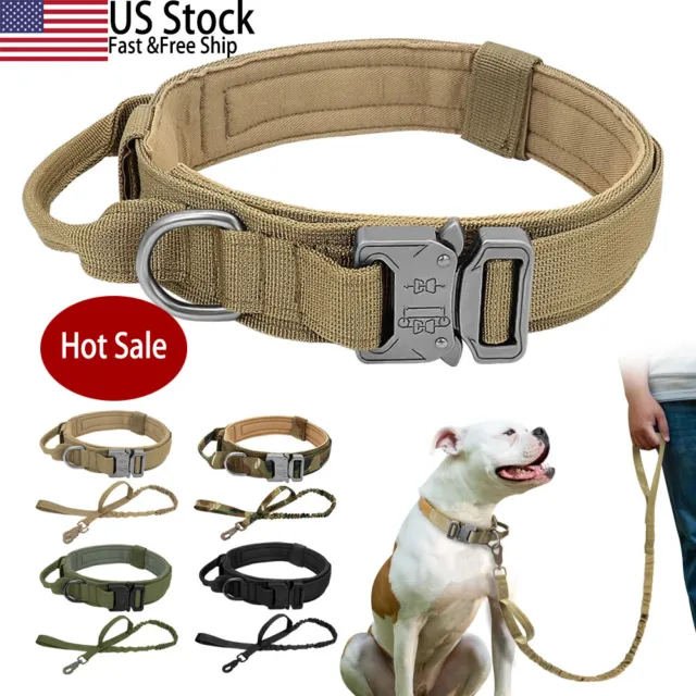 Tactical Heavy Duty Nylon Large Dog Collar K9 Military With Metal Buckle