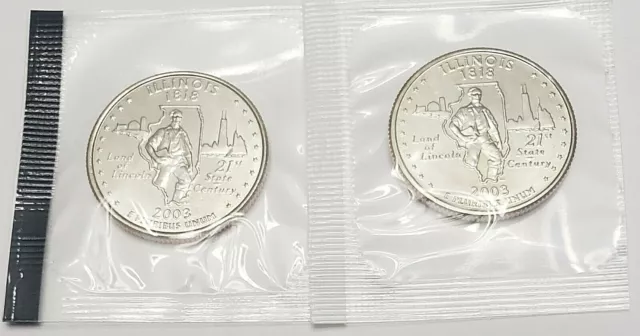 2003 P & D Illinois Quarter Set (2 Coins)  *MINT CELLO*  **FREE SHIPPING**