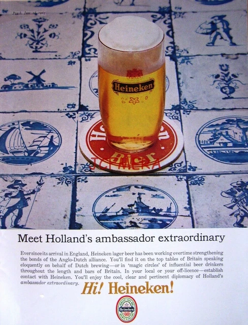 Original 'HEINEKEN' Lager Beer Advert #1 - Vintage 1965 Print Ad