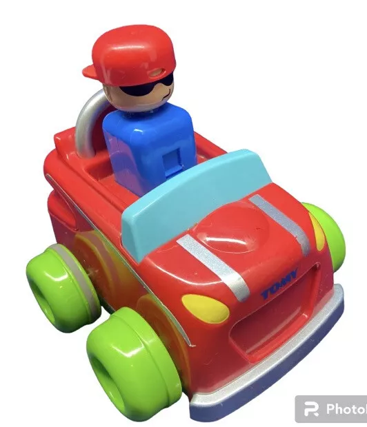 Tomy Push 'N Go Car WORKS w/ Figure 2010 Pre School Toy Racing Red Green Toddler