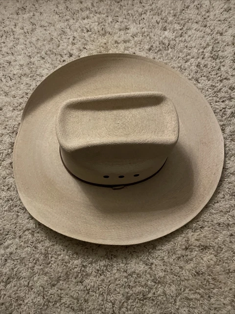 Atwood KAYCEE 7X Ivory Straw Brown Belt Long Oval Western Hat Men’s Size 7