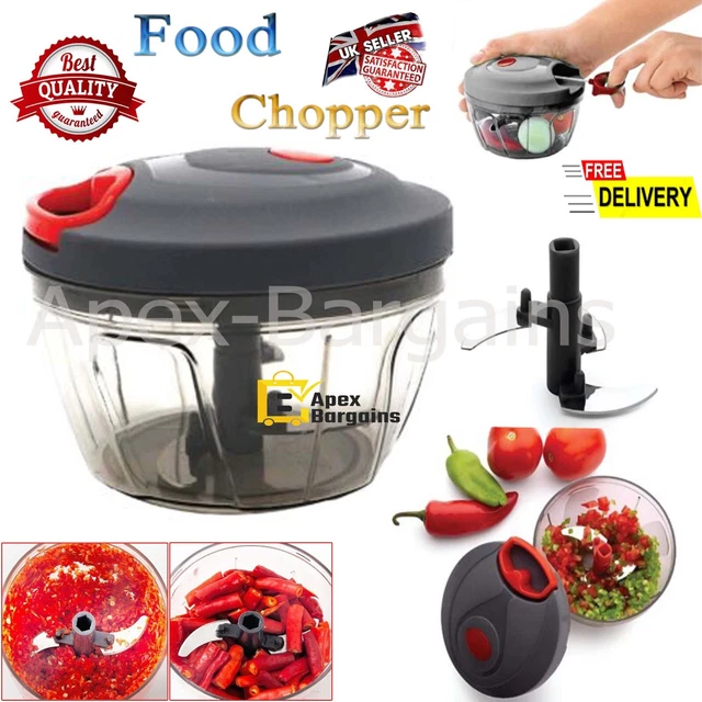 Food Hand Held Chopper Manual Pull Cord Pulling Vegetable Slicer Kitchen Tool UK