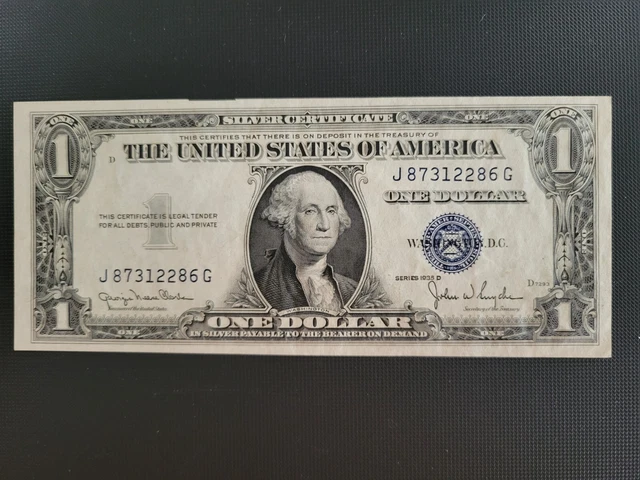 1935D silver certificate Blue Seal (Wide Back)