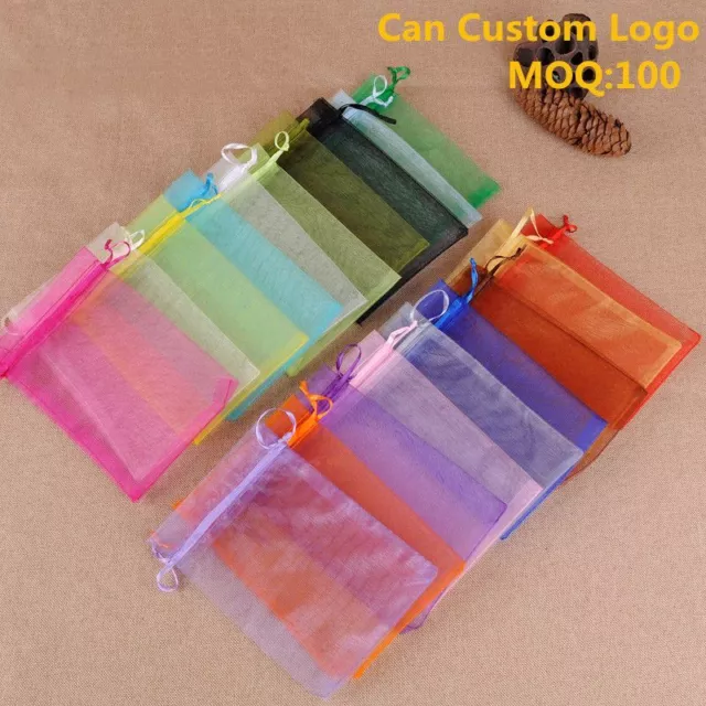 Net Ribbon Organza Bags Jewelry Gift Pouches Souvenirs See Through Sachets 50pcs