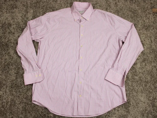 Peter Millar Summer Comfort Shirt Mens Extra Large Pink Check Dress Casual
