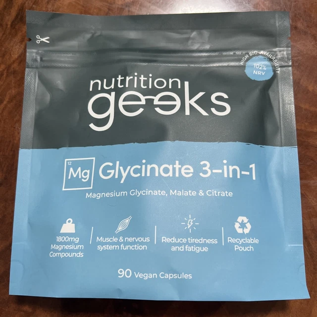 Mutition Geeks NUTRITION GEEKS MAGNESIUM Glycinate 3-in-1 £4.37 - PicClick UK