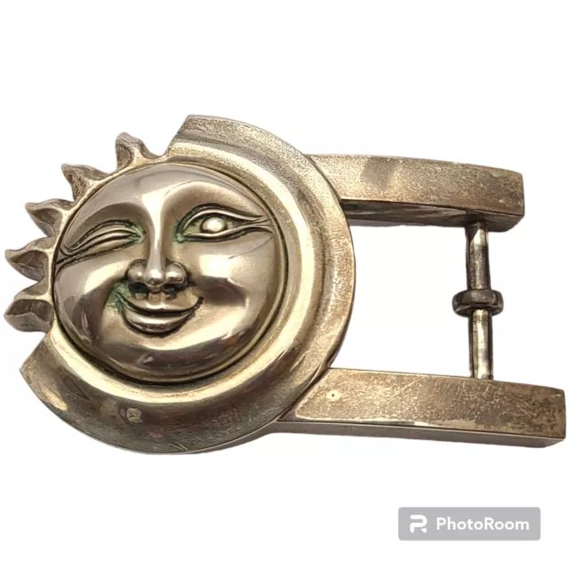 Barry Kieselstein Cord Vintage Sterling Silver Sun Face  Belt Buckle