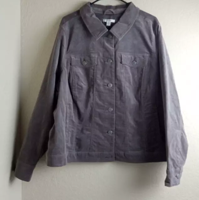 Isaac MizrahI Live Jacket Gray Corduroy Lined with pockets Size 26W