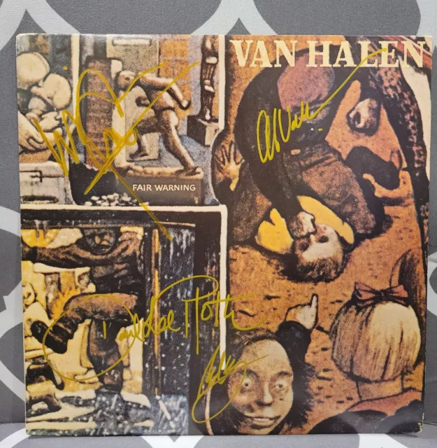 Van Halen Signed lp Fair Warning, 4 members, Original Album, Vintage Vinyl Recor