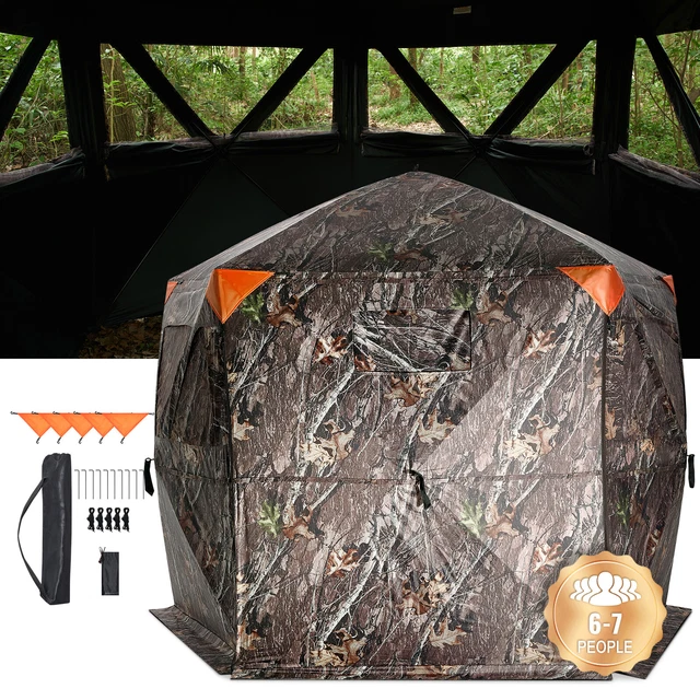 Store de chasse transparent à 270°, store de sol pop-up pour 2-3 personnes avec sac de transport, tente de chasse portable et résiliente, 3 fenêtres horizontales pour chasse à la dinde