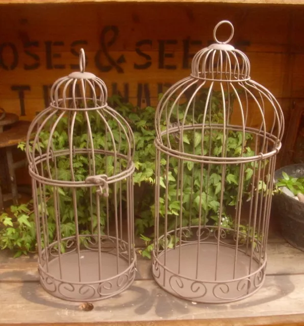 2er Set Cage Décorative de Plante Style Rustique Antique Métal Décoration Jardin
