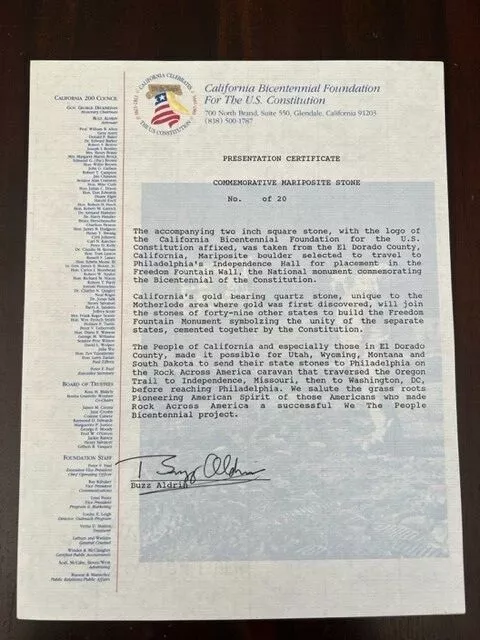 Buzz Aldrin Signed Letter Coa Apollo 11 Moon Walker Astronaut Space Flight