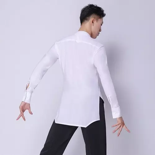 Man Boys Latin Dance Shirt Tops Standard Ballroom Dancing Practice Clothes Shirt 2