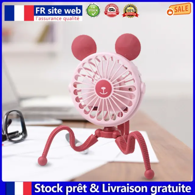 USB Stroller Fan 5V 2.5W Octopus Electric Fan 3-gear Mute Cooling (A2 Pink) fr