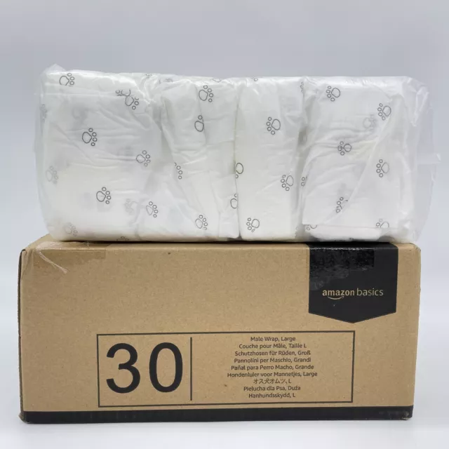 Amazon Basics Hundewindel für Rüden, Einwegwindeln, Große, 30er-Pack, Weiß
