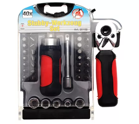 COFFRET 1/4" STUBBY CLIQUET COURT et TOURNEVIS - 40 pièces