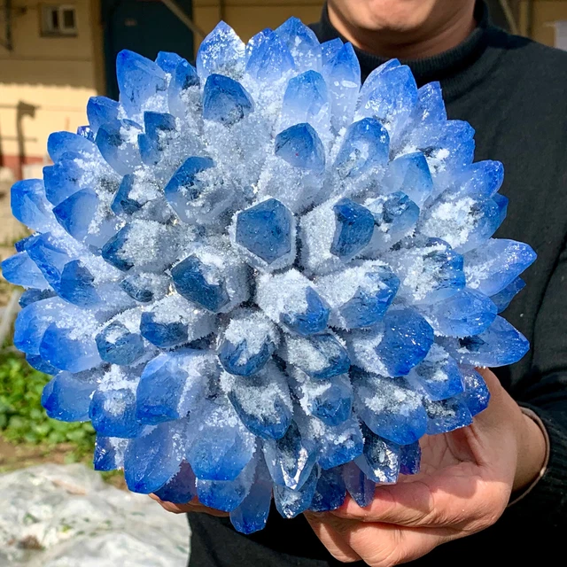 10.81LB New Find BLUE Phantom Quartz Crystal Cluster Mineral Specimen Healing 2