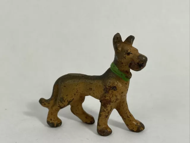 Vintage Cast Metal German Shepherd Dog Figurine Paperweight Hand Painted