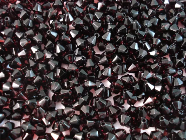 Crystal Glass 6mm Bi Cone Beads Dark Amethyst 100pc DIY Jewellery FREE POSTAGE