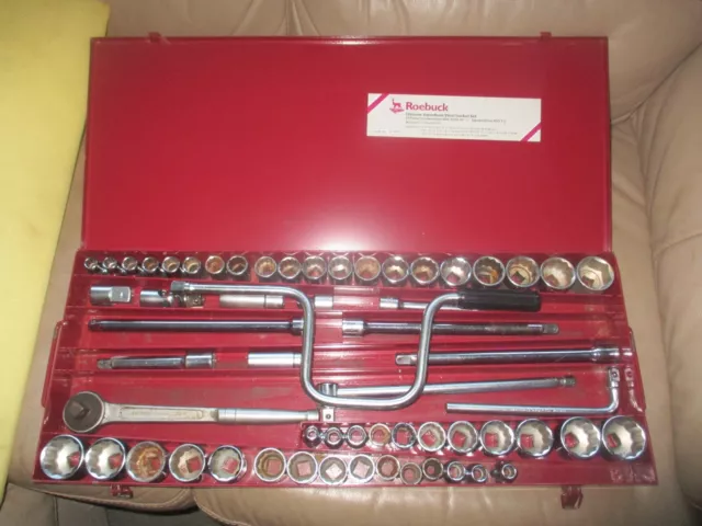 Roebuck 60 Piece Socket Set 1/2" Drive  Metric / Af / Whitworth Sockets C/W Case